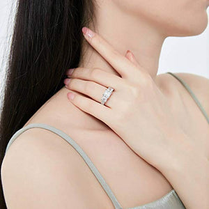 BERRICLE Rhodium Plated Sterling Silver Princess Cut Cubic Zirconia CZ 3-Stone Anniversary Promise Engagement Ring 3.25 CTW Size 10