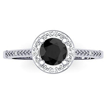 Load image into Gallery viewer, Dazzlingrock Collection 0.60 Carat (ctw) 10K Round Cut Black &amp; White Diamond Ladies Bridal Engagement Halo Style Ring, White Gold, Size 6.5
