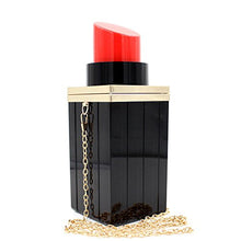 Load image into Gallery viewer, Women Acrylic Black Lipstick Shape Evening Bags Purses Clutch Vintage Banquet Handbag (Black)
