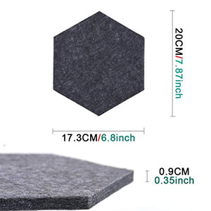 12 Pcs Thickened Felt Hexagon Tile Board,Cork Board, Memo Board,Adhesive Wall Bulletin Board, Message Board,for School,Office,Home,Kitchen,Bedroom and Shop,12 Pcs+Notepad+50 pcs Pin+Manicure Set