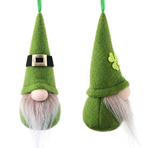 Load image into Gallery viewer, St Patrick Day Hanging Gnome Ornaments Set of 10, Irish Gnomes Handmade Leprechaun Elf Tomet DecorationsSpring Gnome Lucky Clover Hanging Ornament