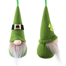Load image into Gallery viewer, St Patrick Day Hanging Gnome Ornaments Set of 10, Irish Gnomes Handmade Leprechaun Elf Tomet DecorationsSpring Gnome Lucky Clover Hanging Ornament
