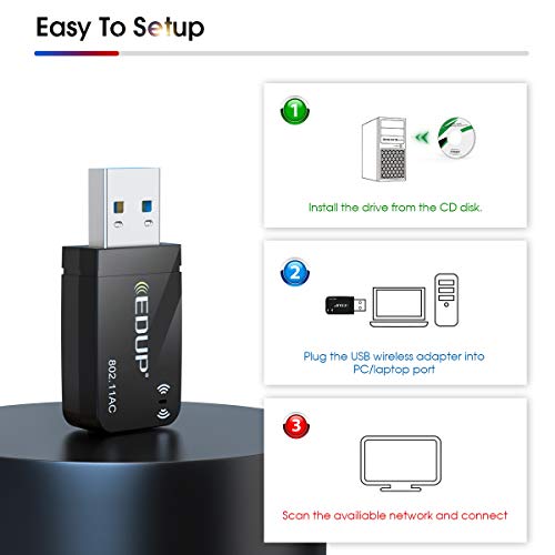 Load image into Gallery viewer, 1300Mbps USB 3.0 Wireless WiFi Adapter for PC, USB Wi-Fi Dongle AC Mini Network Adapters 802.11ac 2.4GHz/5GHz Built-in Antenna for Windows 10/7/8/8.1/XP Mac OS 10.6-10.15
