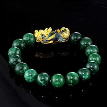Load image into Gallery viewer, Exquisite Natural Sapphire Bracelet Jade Sand Gold Color PIXIU Bracelet Green Agate Bracelet Jade Bracelet Men s Good Luck Bracelet
