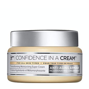 IT Cosmetics Confidence in a Cream - Facial Moisturizer - Reduces the Look of Wrinkles & Pores, Visibly Brightens Skin - With Hyaluronic Acid & Collagen - 2.0 fl oz