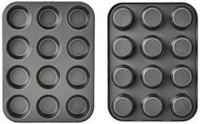 Load image into Gallery viewer, Amazon Basics Nonstick Muffin Baking Pan, 12 Cups - Set of 2
