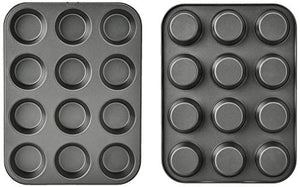 Amazon Basics Nonstick Muffin Baking Pan, 12 Cups - Set of 2