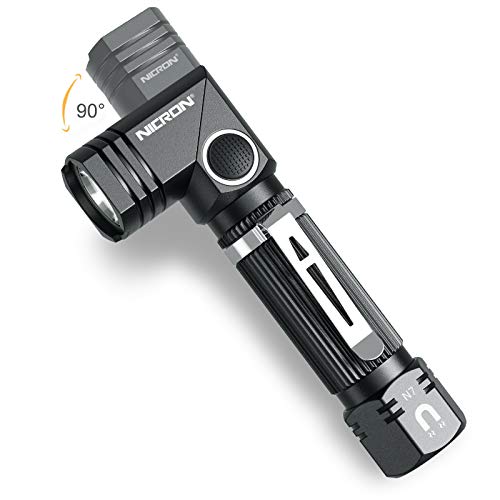 Flashlight, NICRON N7 600 Lumens Tactical Flashlight, 90 Degree Mini Flashlight Ip65 Waterproof Led Flashlight 4 Modes- Best High Lumens are for Camping, Outdoor, Hiking （Not Including Batteries）Gift