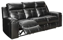 Load image into Gallery viewer, Signature Design by Ashley - Kempten Contemporary Faux Leather Reclining Sofa - Pull-Tab Reclining - Black
