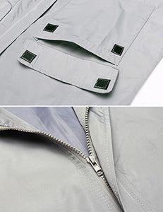 Unibelle Women's Waterproof Rain Jacket Outdoor Hooded Windbreaker Raincoat Grey Small