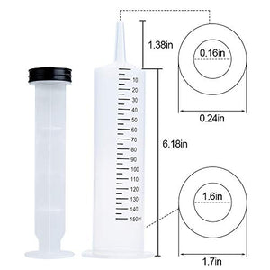 3 Pack 150ml Syringes with 27.6-Inch Tubes, Large Plastic Syringe for Scientific Labs, Nutrient Measuring, Watering, Refilling