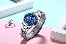 Load image into Gallery viewer, Couple Watches Classic Silver Stainless Steel Watch His and Hers Waterproof Quartz Watch(Silver Blue)
