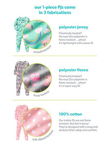 Simple Joys by Carter's Girls' 3-Pack Loose Fit Flame Resistant Fleece Footed Pajamas, Elephant/Lamb/Monster, 18 Months