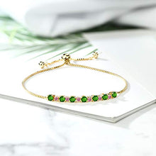Load image into Gallery viewer, Gem Stone King 1.10 Ct Green Simulated Tsavorite Pink Lab Grown Diamond 18K Rose Gold Plated Silver Bracelet
