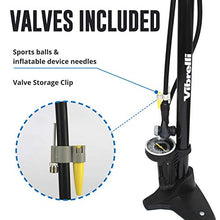 Load image into Gallery viewer, Vibrelli Bike Floor Pump with Gauge - High Pressure 160 PSI - Presta Valve Bike Pump Automatically Switches to Schrader - Bicycle Pump Comes with Glueless Puncture Kit
