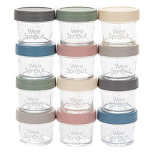 Load image into Gallery viewer, WeeSprout Glass Baby Food Storage Jars - 12 Set, 4 oz Baby Food Jars with Lids, Freezer Storage, Reusable Small Glass Baby Food Containers, Microwave &amp; Dishwasher Friendly, for Infants &amp; Babies
