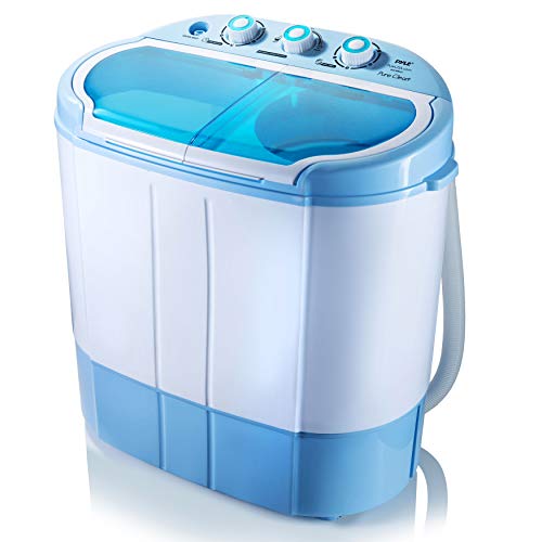 Upgraded Version Pyle Portable Washer & Spin Dryer, Mini Washing Machine, Twin Tubs, Spin Cycle w/ Hose, 11lbs. Capacity, 110V - Ideal For Compact Laundry
