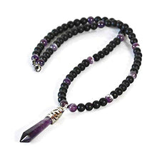 Load image into Gallery viewer, Amethyst &amp; Onyx February Birthstone Handmade Beaded Crystal Jewelry New Age Long Men&#39;s Necklace
