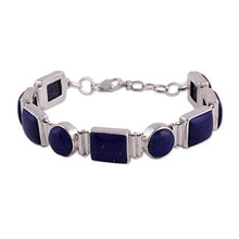 Load image into Gallery viewer, NOVICA Lapis Lazuli .925 Sterling Silver Link Bracelet, 6.75", Connected'
