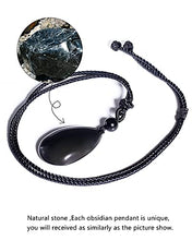 Load image into Gallery viewer, Lightock Black Obsidian Necklace Pendant For Men Womens Natural Healing Stone Adjustable Rope
