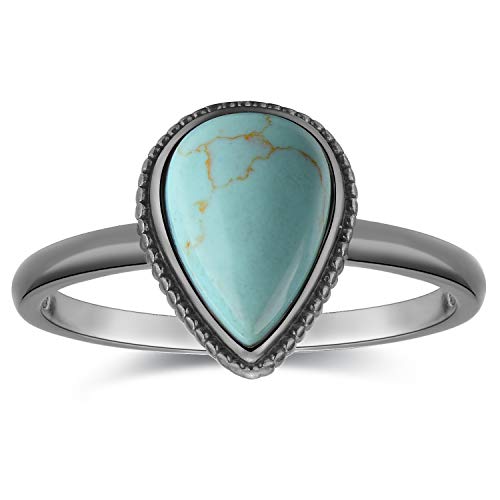 DELLA MODA Teardrop Moonstone Ring | Hypoallergenic .925 Sterling Silver | Size 8