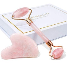 Load image into Gallery viewer, Jade Roller &amp; Gua Sha, Face Roller, Facial Beauty Roller Skin Care Tools, BAIMEI Rose Quartz Massager for Face, Eyes, Neck, Body Muscle Relaxing and Relieve Fine Lines and Wrinkles
