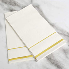 Load image into Gallery viewer, GLAM Dinner Napkins, Gold Trim, 100 Pack - 8x4 Inches Paper Napkins - Wedding Napkins, Disposable - Party Napkins, White and Gold
