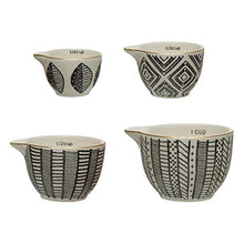Load image into Gallery viewer, Creative Co-Op Stoneware, Black &amp; White, Set of 4 Measuring Cup, 4.5"
