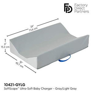 FDP SoftScape Ultra-Soft Daycare Baby and Infant Contoured Changing Pad, Non-Slip Bottom, Built-in Handle Easy to Transport Travel - Gray TopLight Gray