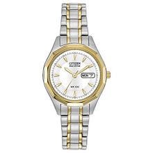 Load image into Gallery viewer, Citizen Women&#39;s Eco-Drive Dress Classic Watch in Two-tone Stainless Steel, White Dial (Model: EW3144-51A)
