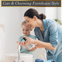 Load image into Gallery viewer, Mason Jar Soap Dispenser Set by Brighter Barns - Farmhouse Dish and Hand Soap Dispensers Set - Liquid Soap Dispenser - Glass Soap Dispensers for Kitchen Sink - Farmhouse Kitchen Decor (Black/White)
