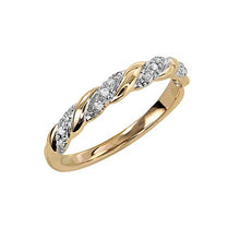 Load image into Gallery viewer, Brilliant Expressions 10K Yellow Gold 0.06 Cttw Conflict Free Diamond-Accented Twist Wedding or Anniversary Band (I-J Color, I2-I3 Clarity), Size 7
