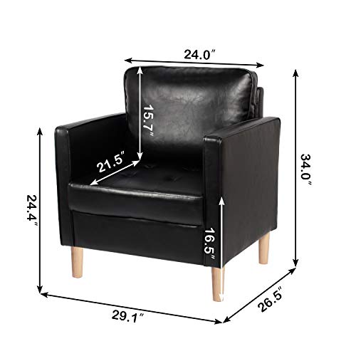 Load image into Gallery viewer, AILEEKISS Mid-Century Sectional Sofa Set Faux Leather Office 3 Pcs Couch Set with Armrest Modern Upholstered Loveseat Couches (1-Seater+1-Seater+2-Seater, Black)