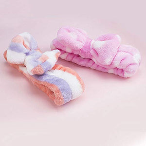 Cubaco Spa Headband Hair Wrap Spa Facial Headbands for Women 10 Pack Bow Hair Band Bow Spa Headbands for Washing Face Soft Carol Fleece Bowknot Makeup Shower Headbands Head Wraps Shower Spa Mask
