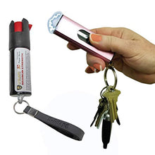 Load image into Gallery viewer, Micro Stun Gun Keychain Pepper Spray Self Defense Kit Bundle. Personal Non Lethal Weapons For Women Or Men. High Volt Rechargeable Keychain Stun Gun &amp; Key Ring Max Strength Pepper Defense Spray (PINK)
