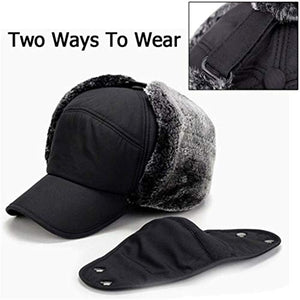 Outdoor Cycling Cold-Proof Ear Warm Cap Thickened Ear Winter Warmer Hat (Black)