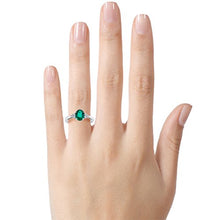 Load image into Gallery viewer, Finejewelers 10k White Gold 8x6mm Oval Created Emerald and White Topaz Ring Size 7
