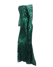 Load image into Gallery viewer, Yissang Women's Off Shoulder Floral Sequined Sparkle Party Evening Cocktail Mermaid Maxi Long Dress Prom Gowns Green Medium
