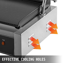 Load image into Gallery viewer, Happybuy 110V Commercial Sandwich Panini Press Grill 2X1800W Temperature Control 122°F-572°F Commercial Panini Grill Non Stick Surface for Hamburgers Steaks Bacons (Up Grooved and Down Flat Plates）
