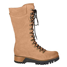 Load image into Gallery viewer, Fullwei Boots for Women,Women Platform Cowboy Boot Steel Toe Ladies Mid Calf Combat Western Lace Up Cowgirl Motorcycle Riding Boot Walking Shoe (Khaki, 8.5)
