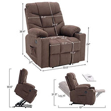 Load image into Gallery viewer, Mcombo Electric Power Lift Recliner Chair Sofa for Elderly, 3 Positions, 2 Side Pockets and Cup Holders, USB Ports, Fabric 7286 (Brown)
