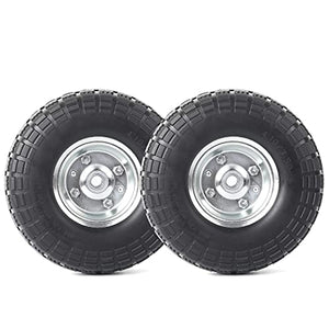 (2-Pack) AR-PRO 10-Inch Solid Rubber Tires and Wheels - Replacement 4.10/3.50-4” Tires and Wheels with 5/8” Axle Bore Hole, and Double Sealed Bearings - Perfect for Gorilla Carts