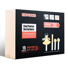 Load image into Gallery viewer, KOWOOD Router Bits Set of 15 Pieces 1/4 Inch Woodwork Tools for Beginners
