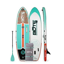 Load image into Gallery viewer, BOTE 10'8" Inflatable Stand Up Paddle Board, SUP with Paddle, Backpack Travel Bag, Pump, &amp; Fin, Breeze Aero (Classic Teak)
