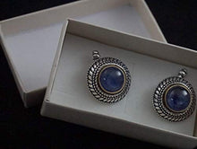 Load image into Gallery viewer, Men's Cufflinks Handmade Antique Style Sterling Silver Set With Rare Blue Natural Kyanite Gemstone A Priceless Gift
