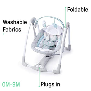 Ingenuity Compact Portable Baby Swing with Soothing Music and 2 Plush Toys - Abernathy