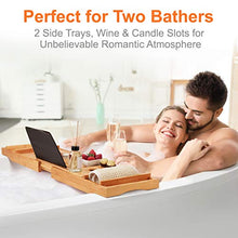 Load image into Gallery viewer, ROYAL CRAFT WOOD Luxury Bathtub Caddy Tray, One or Two Person Bath and Bed Tray, Bonus Free Soap Holder (Natural)
