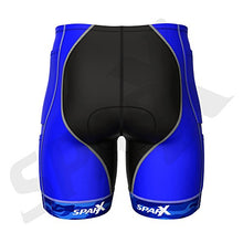 Load image into Gallery viewer, Sparx Men`s Competitor Tri Shorts | Triathlon Short | Great Durability and Fit | High End Compression (Second Skin) Triathlon Shorts with Soft Custom Chamois | Swim-Bike-Run (Blue Camo, 2XL)
