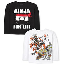 Load image into Gallery viewer, The Children&#39;s Place Boys&#39; Long Sleeve Graphic T-Shirt 2-Pack, Ninja, Medium
