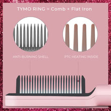 Load image into Gallery viewer, TYMO Ring Pink Hair Straightener Brush – Hair Straightening Iron with Built-in Comb, 20s Fast Heating &amp; 5 Temp Settings &amp; Anti-Scald, Perfect for Professional Salon at Home
